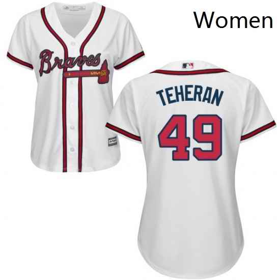 Womens Majestic Atlanta Braves 49 Julio Teheran Replica White Home Cool Base MLB Jersey